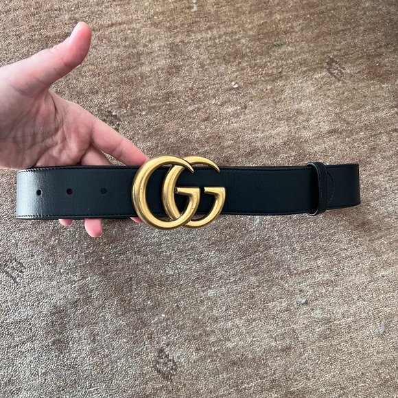 AUTH GUCCI Marmont leather belt with shiny buckle main image 10